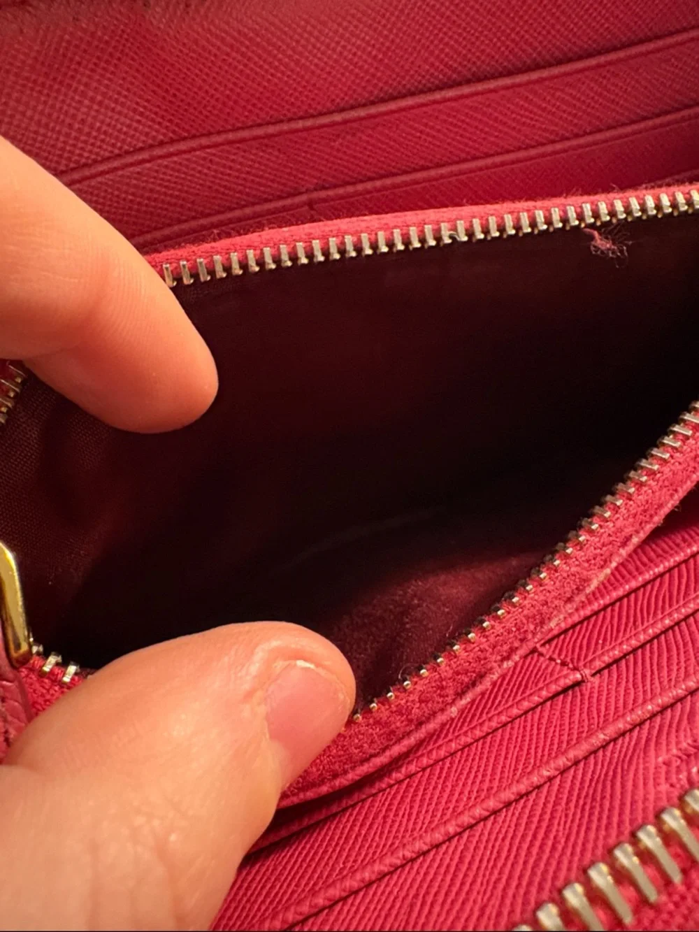 Prada Red Zip-Around Saffiano‎ Leather Wallet